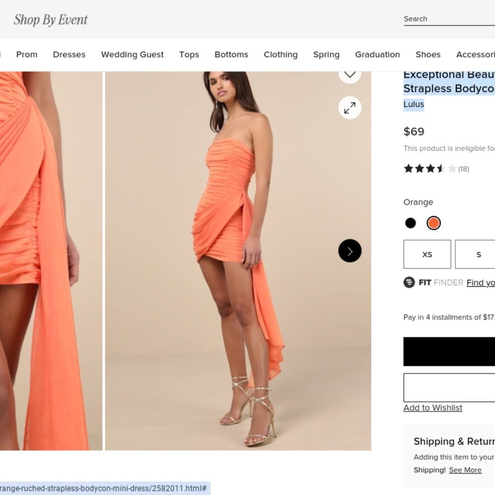 Lulus Exceptional Beauty Orange Ruched Strapless Bodycon Mini Dress - Size XS - Picture 5 of 8